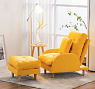 Кресло мягкое желтое дизайнерское с пуфиком для ног из Китая